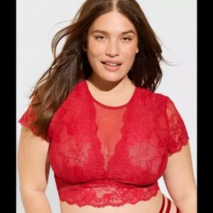 Torrid Red Lace Bralette Crop Top